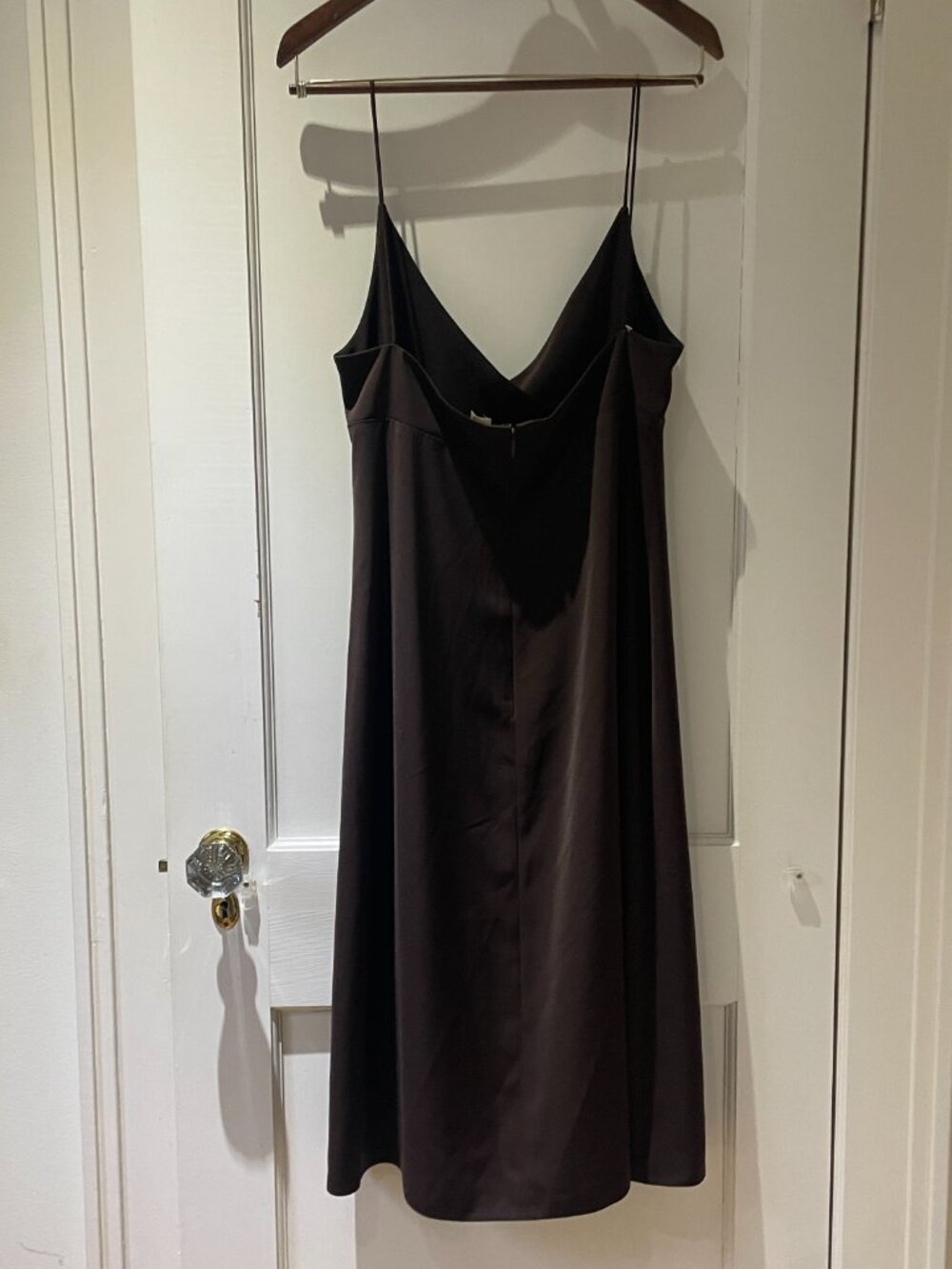 J Crew Long Brown Slip Dress Spaghetti Straps Size 12 - Picture 4 of 6